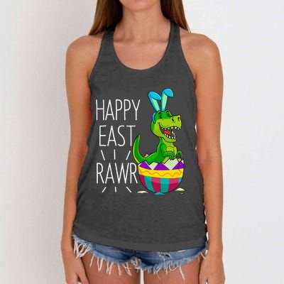 Easter T Rex Dinosaur Bunny Egg Costume Happy Eastrawr Women's Knotted Racerback Tank