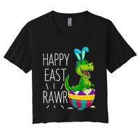 Easter T Rex Dinosaur Bunny Egg Costume Happy Eastrawr Women's Crop Top Tee