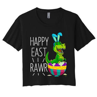 Easter T Rex Dinosaur Bunny Egg Costume Happy Eastrawr Women's Crop Top Tee