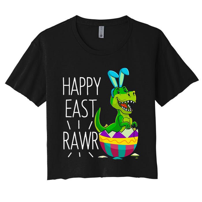 Easter T Rex Dinosaur Bunny Egg Costume Happy Eastrawr Women's Crop Top Tee