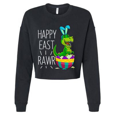 Easter T Rex Dinosaur Bunny Egg Costume Happy Eastrawr Cropped Pullover Crew