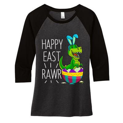 Easter T Rex Dinosaur Bunny Egg Costume Happy Eastrawr Women's Tri-Blend 3/4-Sleeve Raglan Shirt