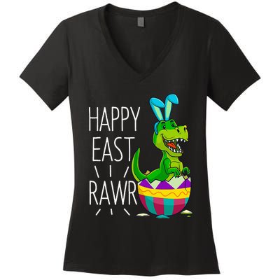 Easter T Rex Dinosaur Bunny Egg Costume Happy Eastrawr Women's V-Neck T-Shirt