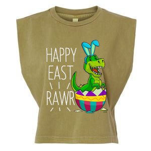 Easter T Rex Dinosaur Bunny Egg Costume Happy Eastrawr Garment-Dyed Women's Muscle Tee