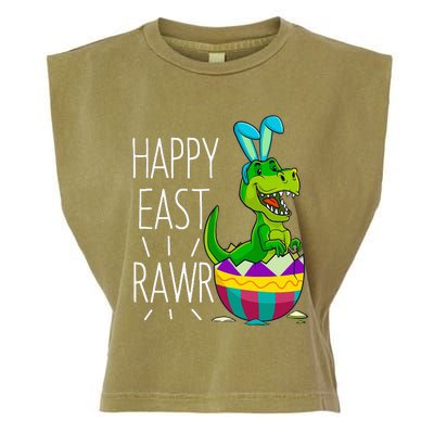 Easter T Rex Dinosaur Bunny Egg Costume Happy Eastrawr Garment-Dyed Women's Muscle Tee