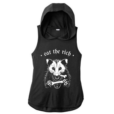 Eat The Rich Possum Anti Fascist Ladies PosiCharge Tri-Blend Wicking Draft Hoodie Tank