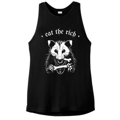 Eat The Rich Possum Anti Fascist Ladies PosiCharge Tri-Blend Wicking Tank