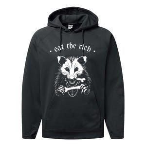 Eat The Rich Possum Anti Fascist Performance Fleece Hoodie