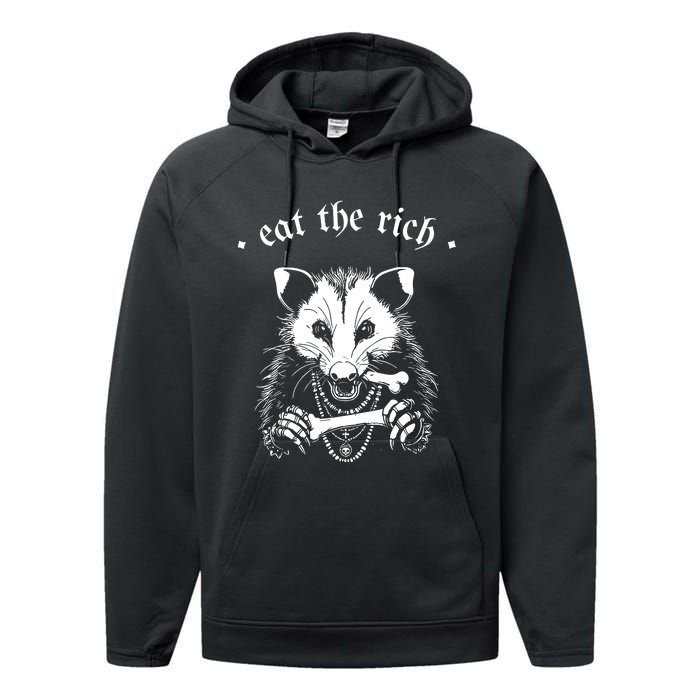 Eat The Rich Possum Anti Fascist Performance Fleece Hoodie