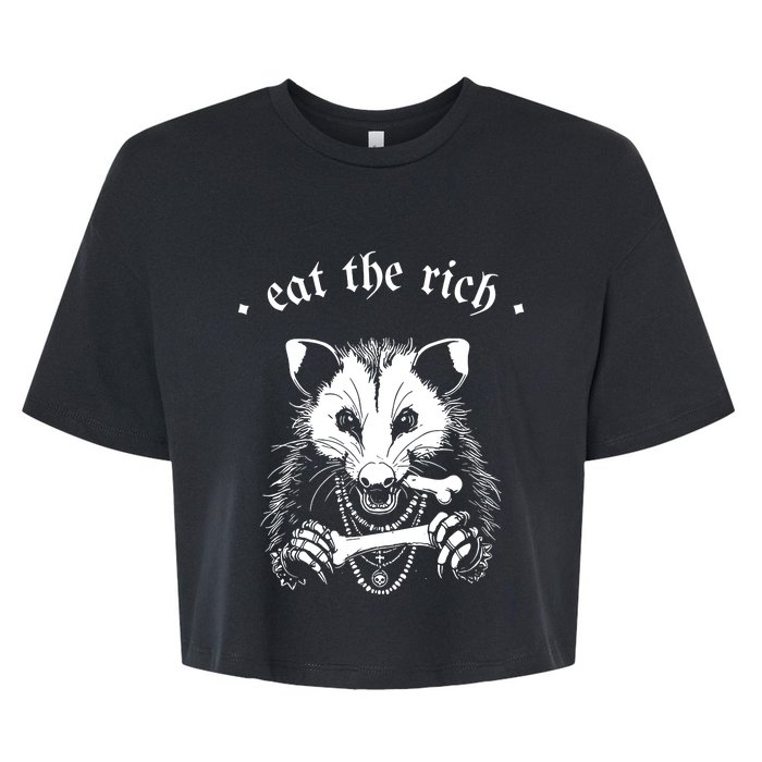 Eat The Rich Possum Anti Fascist Bella+Canvas Jersey Crop Tee