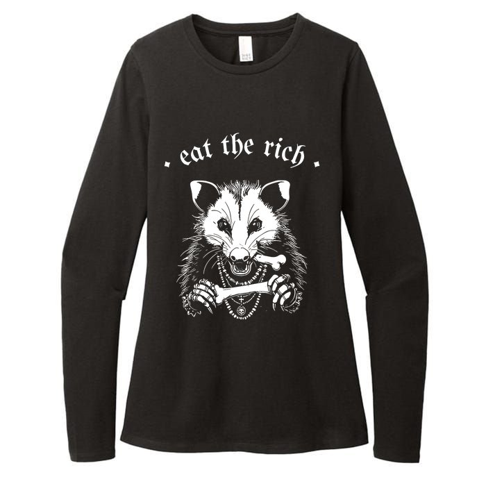 Eat The Rich Possum Anti Fascist Womens CVC Long Sleeve Shirt