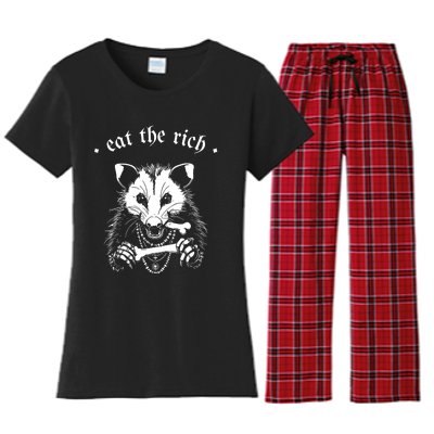 Eat The Rich Possum Anti Fascist Women's Flannel Pajama Set