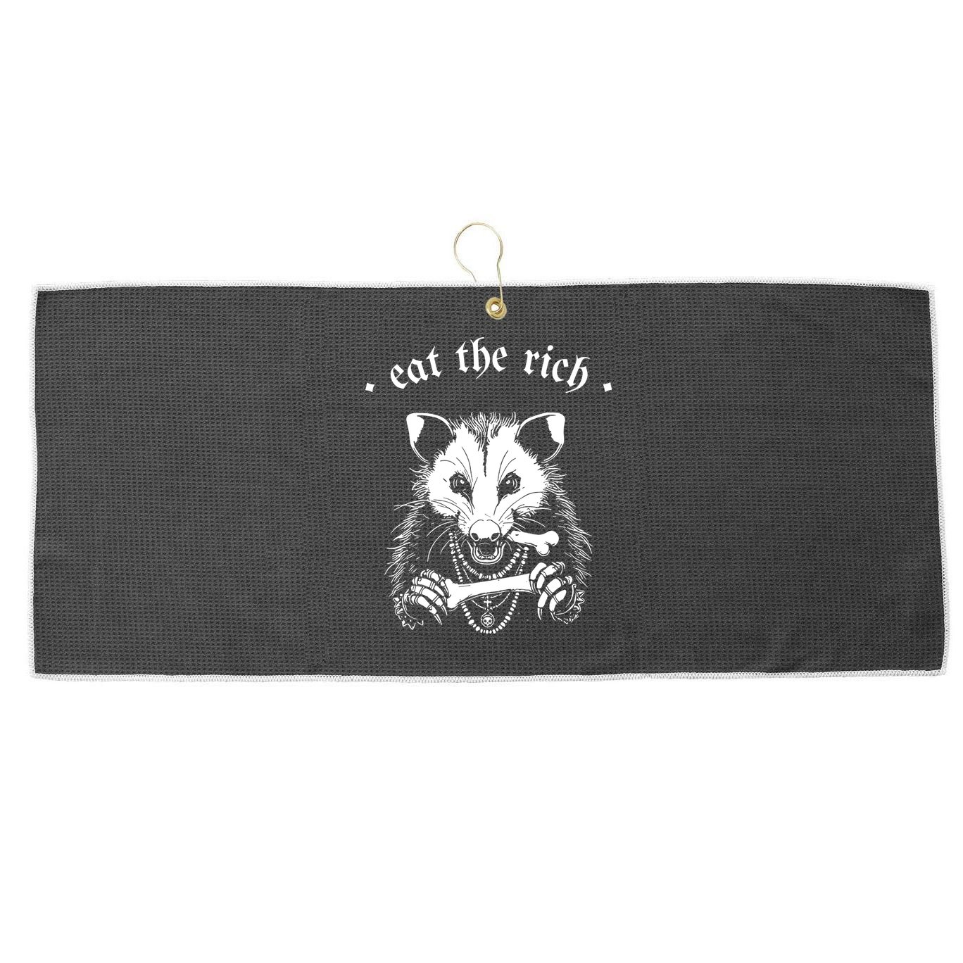 Eat The Rich Possum Anti Fascist Large Microfiber Waffle Golf Towel