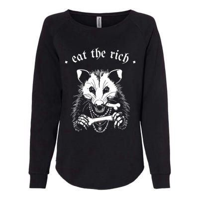 Eat The Rich Possum Anti Fascist Womens California Wash Sweatshirt