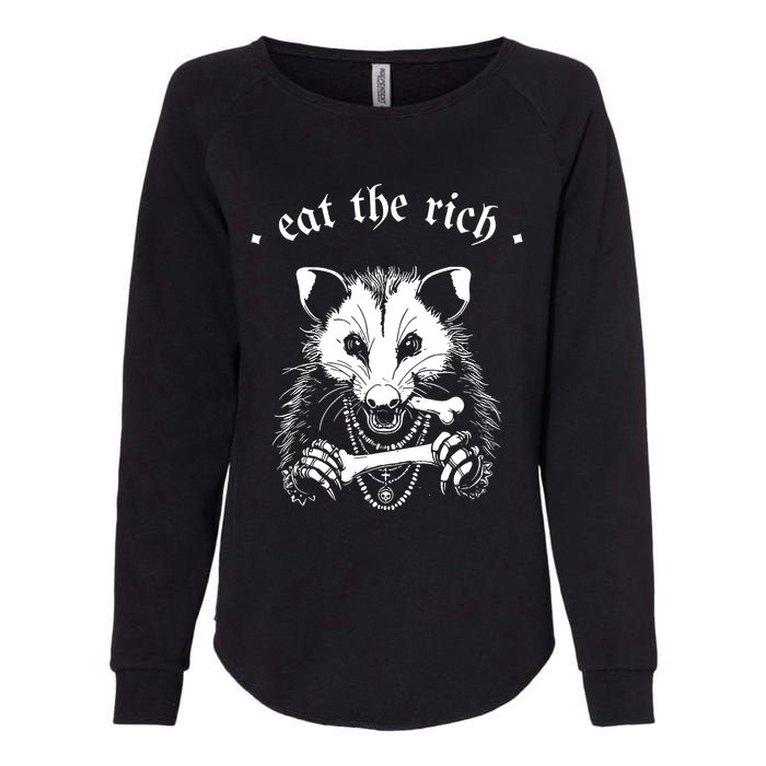 Eat The Rich Possum Anti Fascist Womens California Wash Sweatshirt