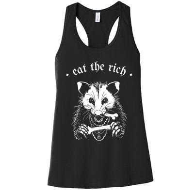 Eat The Rich Possum Anti Fascist Women's Racerback Tank