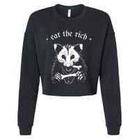 Eat The Rich Possum Anti Fascist Cropped Pullover Crew