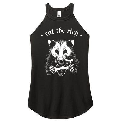 Eat The Rich Possum Anti Fascist Women's Perfect Tri Rocker Tank