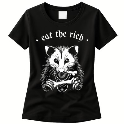 Eat The Rich Possum Anti Fascist Womens T-Shirt
