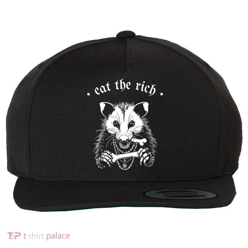 Eat The Rich Possum Anti Fascist Wool Snapback Cap