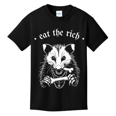 Eat The Rich Possum Anti Fascist Kids T-Shirt