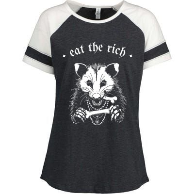 Eat The Rich Possum Anti Fascist Enza Ladies Jersey Colorblock Tee