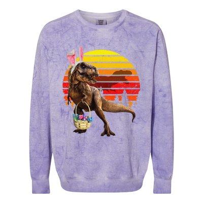 Easter T Rex Retro Vintage World Funny Dinosaur Colorblast Crewneck Sweatshirt