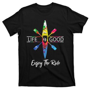 Enjoy The Ride Kayak Lover Watercolor Rainbow Kayaking T-Shirt