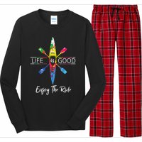 Enjoy The Ride Kayak Lover Watercolor Rainbow Kayaking Long Sleeve Pajama Set