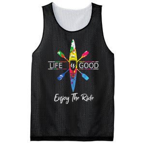 Enjoy The Ride Kayak Lover Watercolor Rainbow Kayaking Mesh Reversible Basketball Jersey Tank