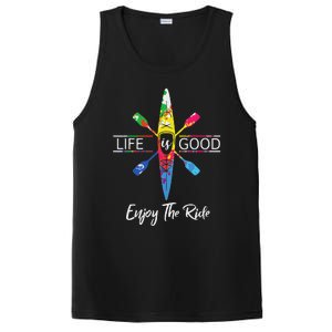 Enjoy The Ride Kayak Lover Watercolor Rainbow Kayaking PosiCharge Competitor Tank