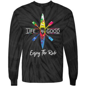 Enjoy The Ride Kayak Lover Watercolor Rainbow Kayaking Tie-Dye Long Sleeve Shirt