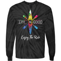 Enjoy The Ride Kayak Lover Watercolor Rainbow Kayaking Tie-Dye Long Sleeve Shirt