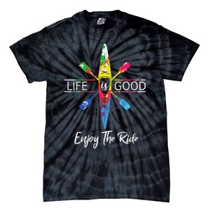 Enjoy The Ride Kayak Lover Watercolor Rainbow Kayaking Tie-Dye T-Shirt