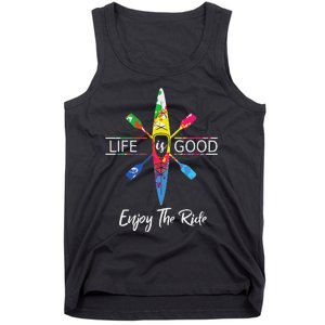 Enjoy The Ride Kayak Lover Watercolor Rainbow Kayaking Tank Top