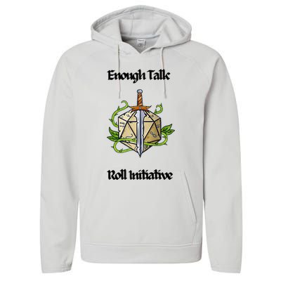 Enough Talk Roll Initiative D20 Rpg Role Playing Performance Fleece Hoodie