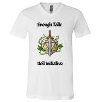 Enough Talk Roll Initiative D20 Rpg Role Playing V-Neck T-Shirt