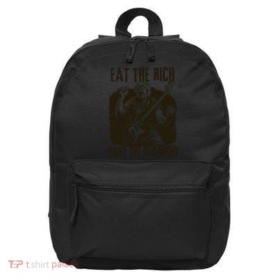 Eat The Rich Fight Oligarchy Bernie Sanders Protest Resist  16 in Basic Backpack