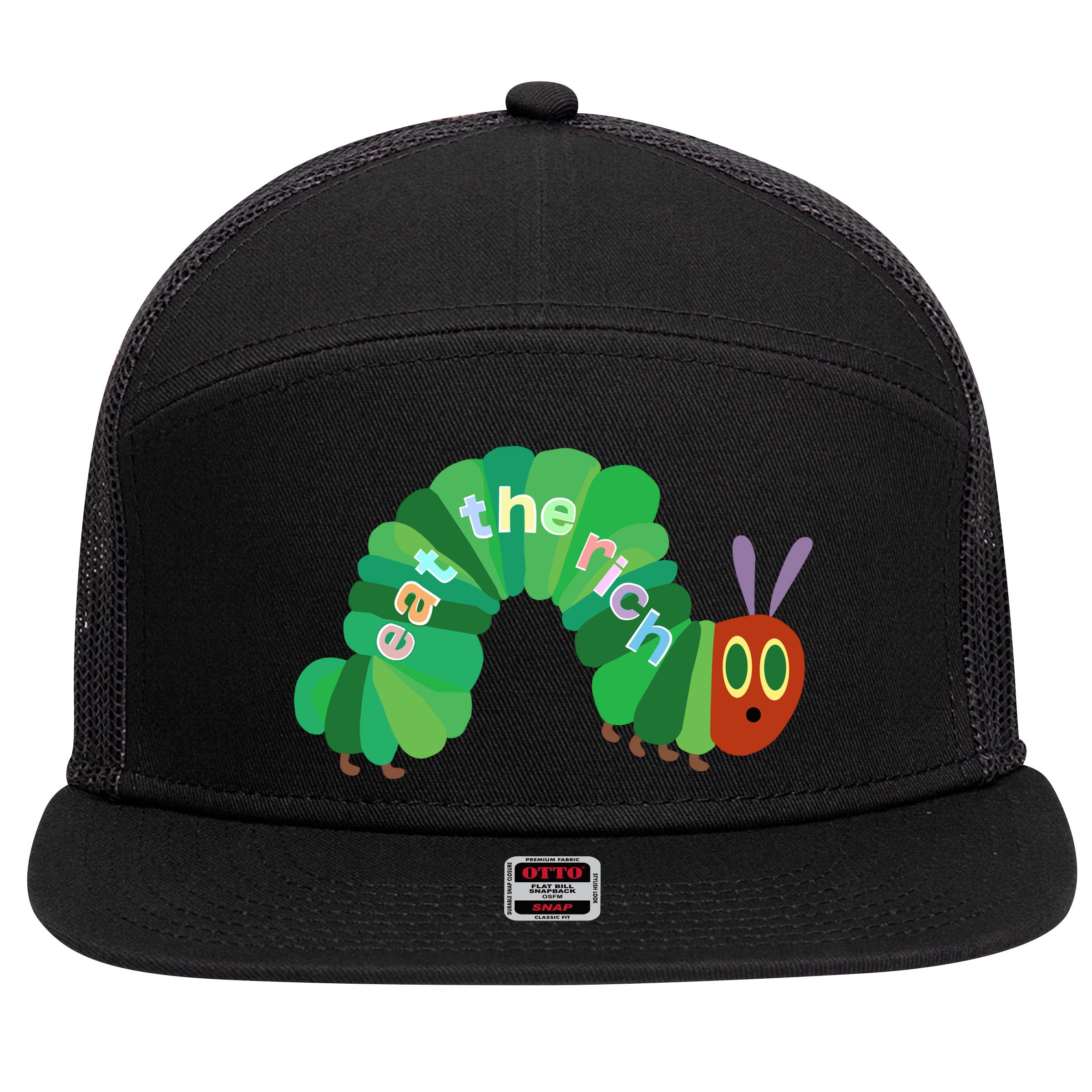 Eat The Richs Hungry Caterpillars 7 Panel Mesh Trucker Snapback Hat