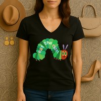 Eat The Richs Hungry Caterpillars Women's V-Neck T-Shirt