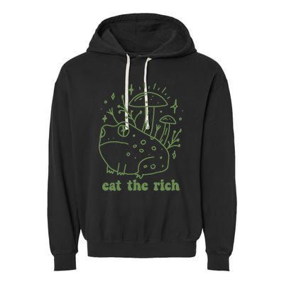 Eat The Rich Frog Anti Capitalist Garment-Dyed Fleece Hoodie