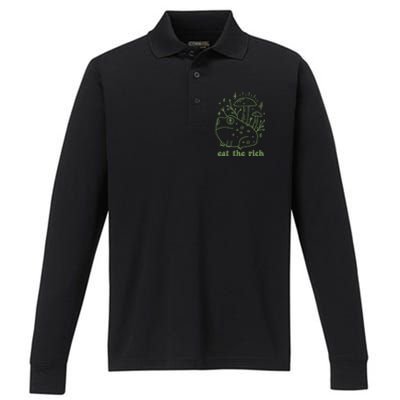 Eat The Rich Frog Anti Capitalist Performance Long Sleeve Polo