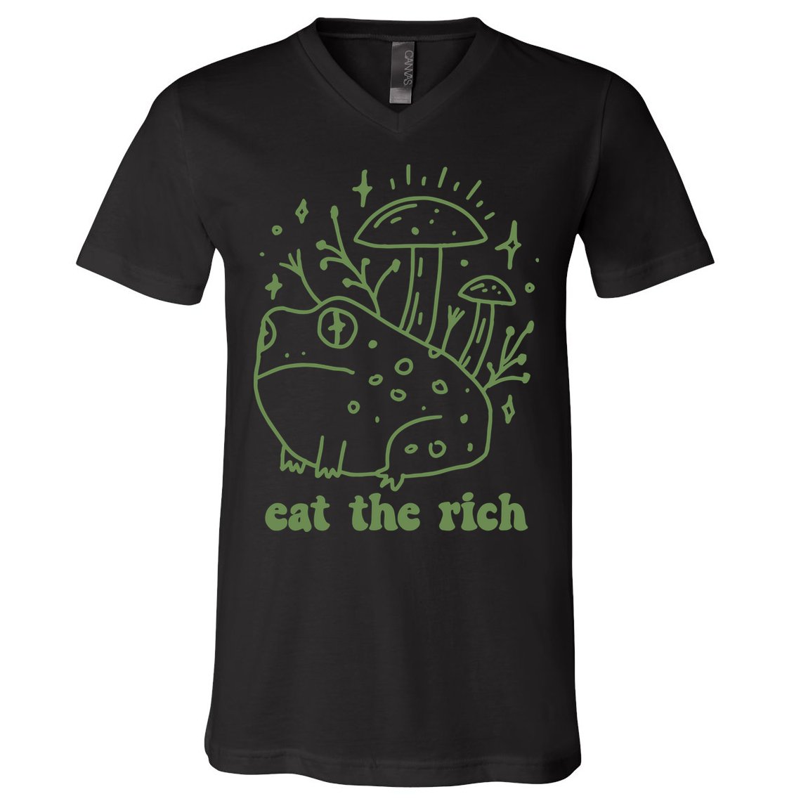 Eat The Rich Frog Anti Capitalist V-Neck T-Shirt
