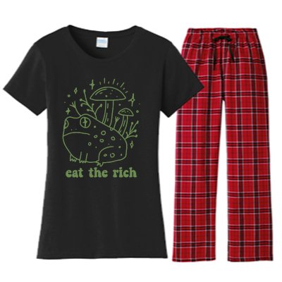 Eat The Rich Frog Anti Capitalist Women's Flannel Pajama Set