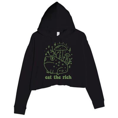 Eat The Rich Frog Anti Capitalist Crop Fleece Hoodie