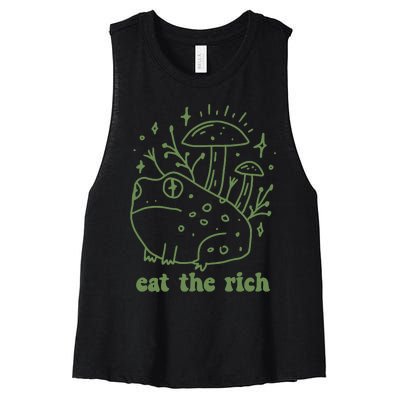 Eat The Rich Frog Anti Capitalist Women's Racerback Cropped Tank