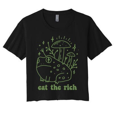 Eat The Rich Frog Anti Capitalist Women's Crop Top Tee