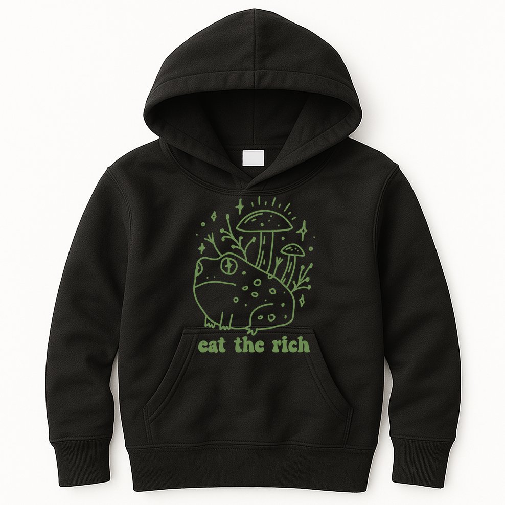 Eat The Rich Frog Anti Capitalist Kids Hoodie