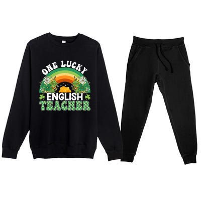 English Teacher Rainbow Saint Patricks Day One Lucky Teacher Great Gift Premium Crewneck Sweatsuit Set