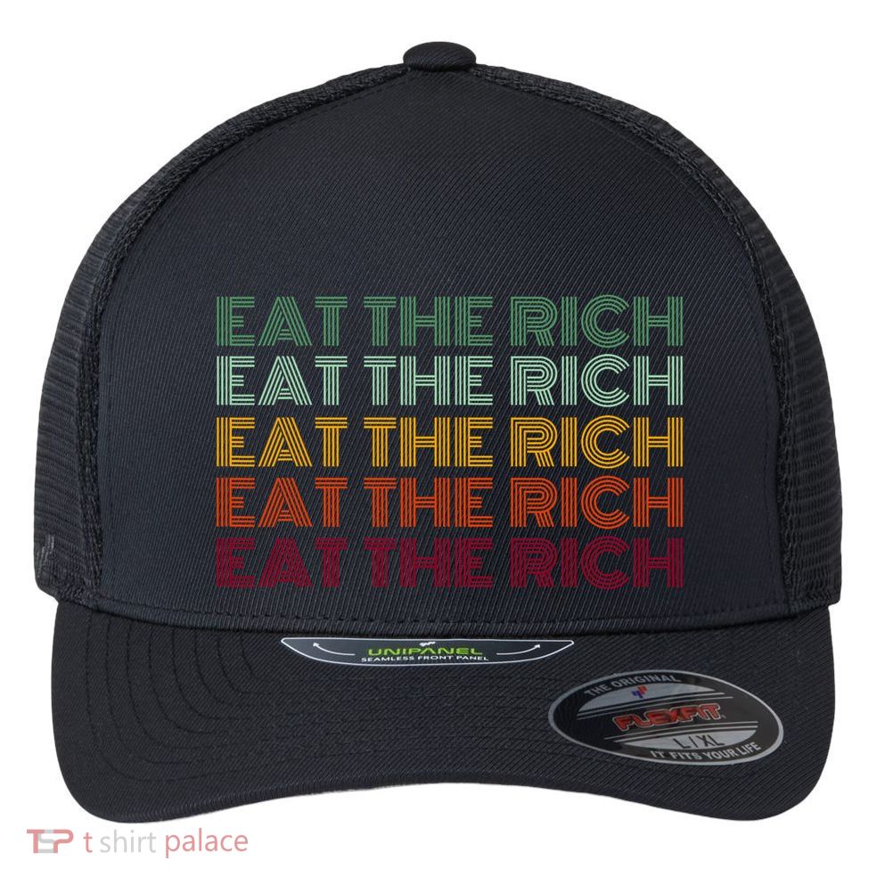Eat The Rich Socialist Retro Flexfit Unipanel Trucker Cap